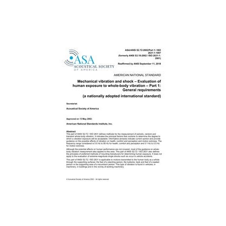 ASA S2.72-2002/Part 1 / ISO 2631-1:1997 (R2018)