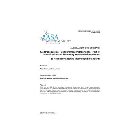 ASA S1.15-2021/Part 1/ IEC 61094- 1:2000