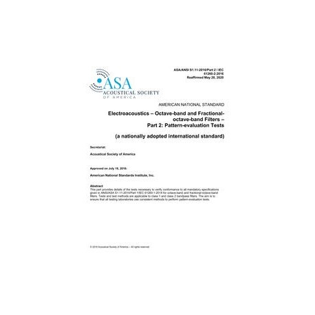 ASA S1.11-2016/Part  2 / IEC 61260:2-2016 (R2020)