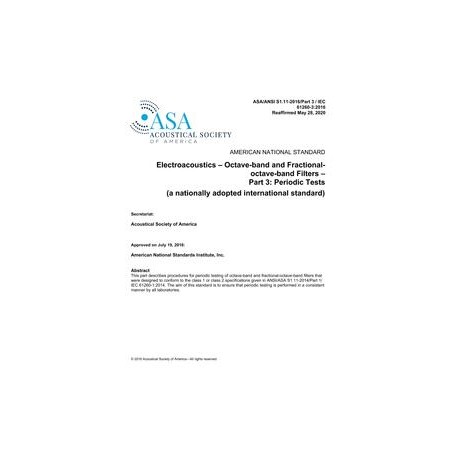 ASA S1.11-2016/Part  3 / IEC 61260:3-2016 (R2020)