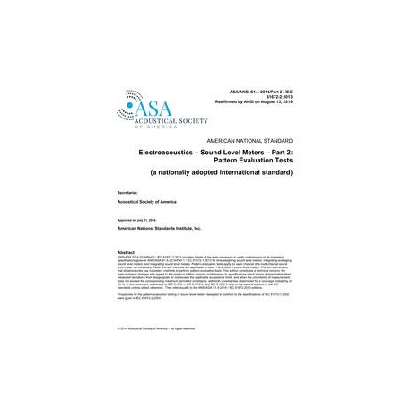 ASA S1.4-2014/Part 2 / IEC 61672-2:2013 (R2019)