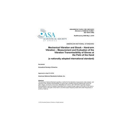 ASA S2.73-2014 / ISO 10819:2013 (R2019)