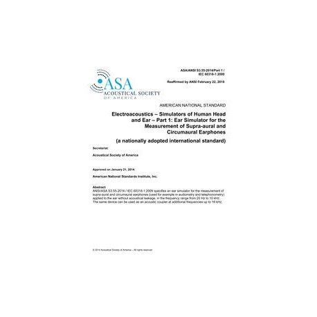 ASA S3.55-2014/Part 1 / IEC 60318-1:2009 (R2019)