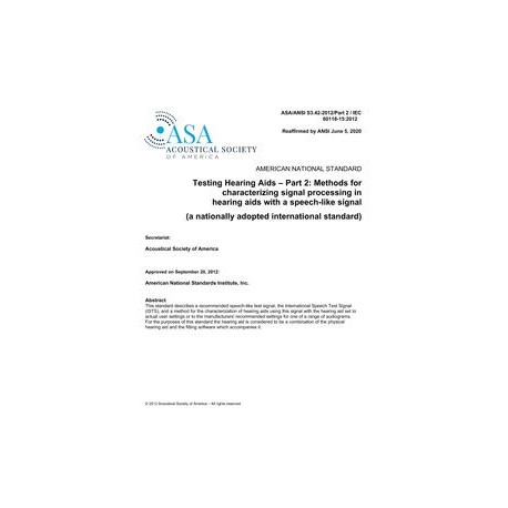 ASA S3.42-2012/Part 2 /IEC 60118-15:2012 (R2020)