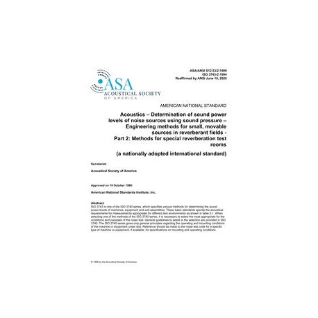 ASA S12.53-1999/Part 2 /ISO 3743-2-1994 (R2020)